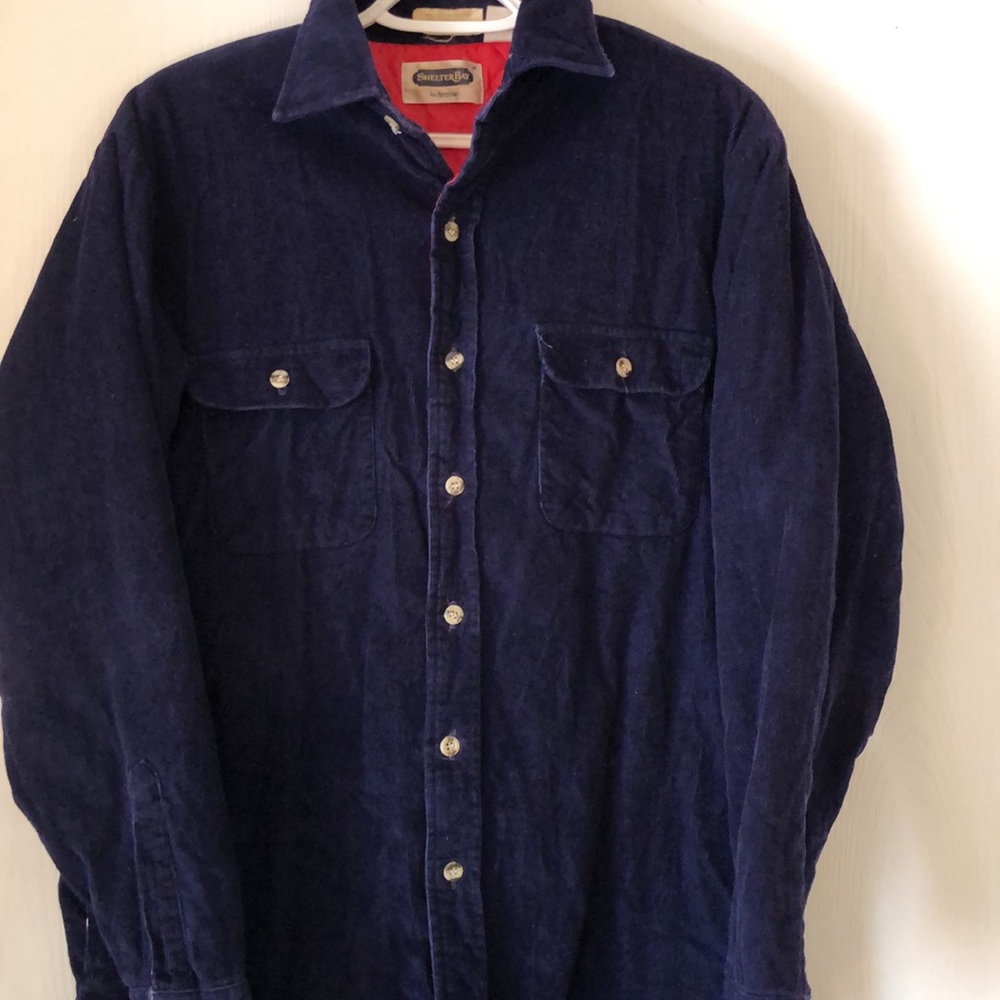 Men's rare warm fall Navy VTG shelter Bay quilted Corduroy shacket Jacket